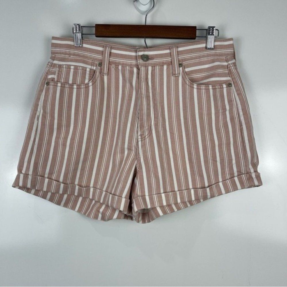 American Eagle Outfitters Striped Denim Mom Shorts Women's Size 12 Regular - Picture 3 of 8